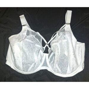 Elomi Brianna Plunge Bra White Size 38K Plus Size Lingerie Curvy Full Figure